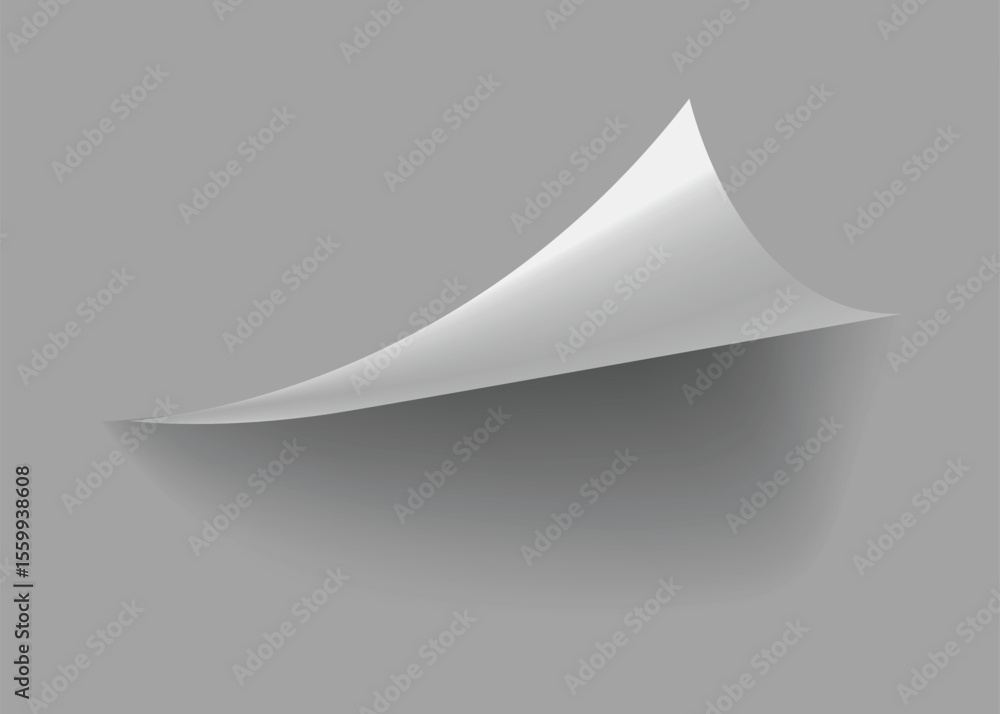 Poster curled paper corner. curve page corner, page edge curl and bent paper sheet with realistic shadow. p