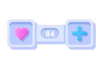 Game UI button. Mobile application or game interface element. Cartoon colorful design. Sticker or label for user interface