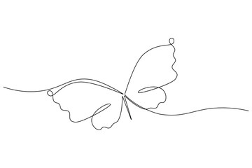 Butterfly continuous one line art drawing beautiful flying minimalist single line unique butterfly vector illustration.