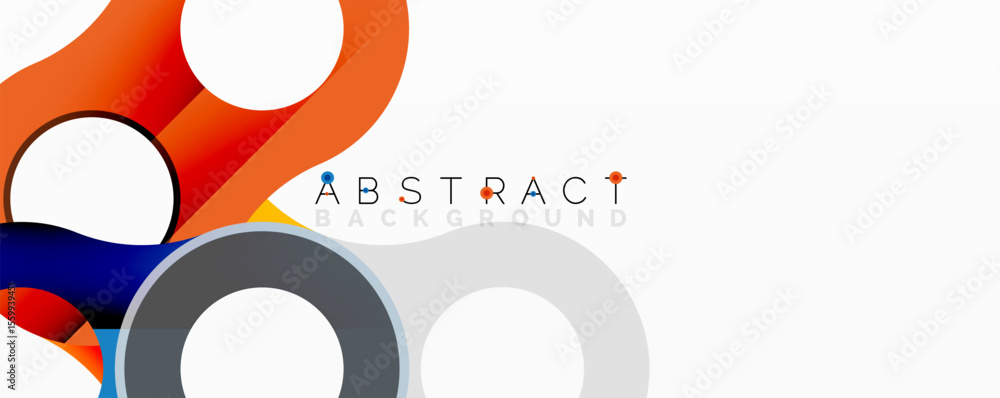 Poster Modern graphic design. Bright colors blend with gray shapes. Minimalist composition creates dynamic visual effect. Clean aesthetic.