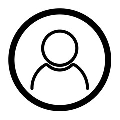 Minimalist profile icon in black on white with circular outline, ideal for app interfaces, UX elements, contact pages, or modern branding systems