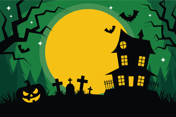 Fototapeta premium Halloween happy vector illustration background, holiday celebration 