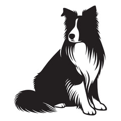 Presenting a focused Border Collie breed profile, with clean, sharp edges - Border Collie silhouette - Border Collie Vector - Silhouette of Border Collie - dog vector

