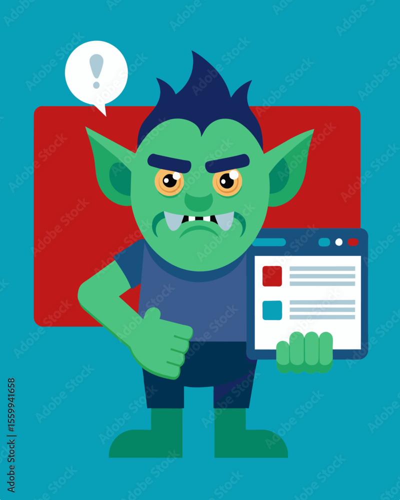 Poster a malevolent entity taking the form of a troll posting hurtful and derogatory content on a persons b