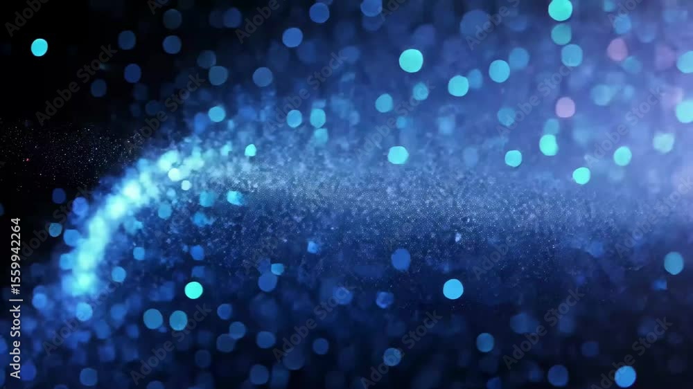 Poster dazzling blue particles create a sparkling and mesmerizing background in slow motion, particles spar