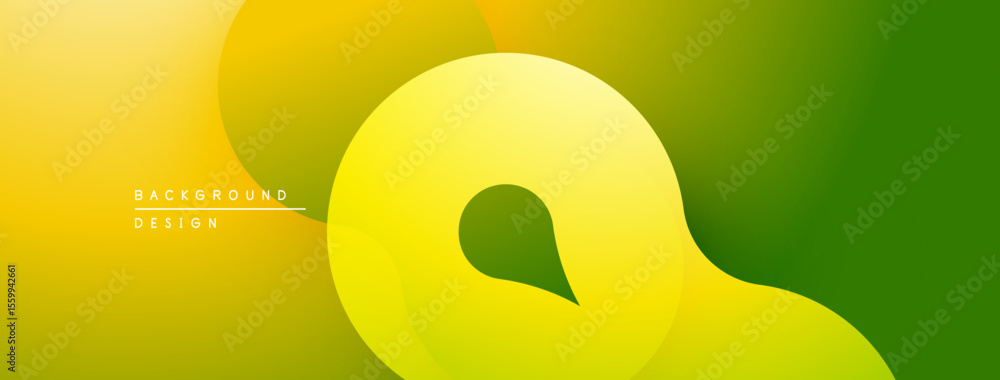 Poster Abstract gradient background. Yellow, green hues blend smoothly. Minimalist design, flowing shapes create dynamic visual effect.