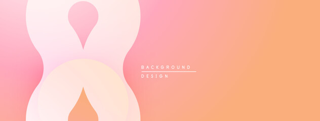 Abstract pink, peach gradient. Fluid shapes overlap creating soft visual effect. Minimalist design suitable for backgrounds.