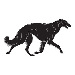 A graceful Borzoi dog artwork, capturing the breed's flowing lines - Borzoi silhouette - Borzoi Vector - Silhouette of Borzoi - dog silhouette

