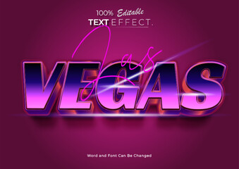 3d Neon Las Vegas text effect. Neon Font style Effect. Editable text effect.