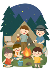 家族みんなで楽しむ夏のキャンプ、Family Camping Under the Stars
