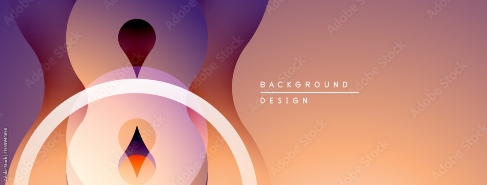 Poster Abstract fluid shapes, gradient colors, modern design. Soft curves create dynamic composition, warm tones dominate visual space.