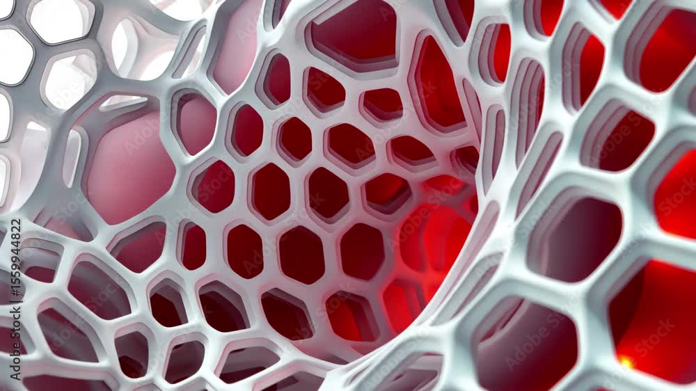 Poster abstract honeycomb pattern with vibrant red accents in a seamless design, abstract honeycomb backgro