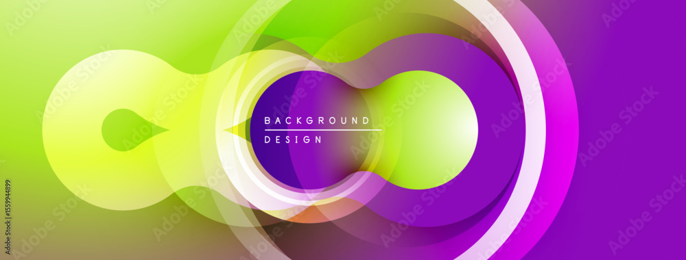 Poster Abstract vibrant design. Overlapping circles create dynamic, colorful composition. Gradient transitions offer modern aesthetic.