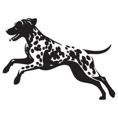An energetic Dalmatian dog outline, reflecting its spirited disposition - Dalmatian silhouette - Dalmatian Vector - Silhouette of Dalmatian - dog silhouette

