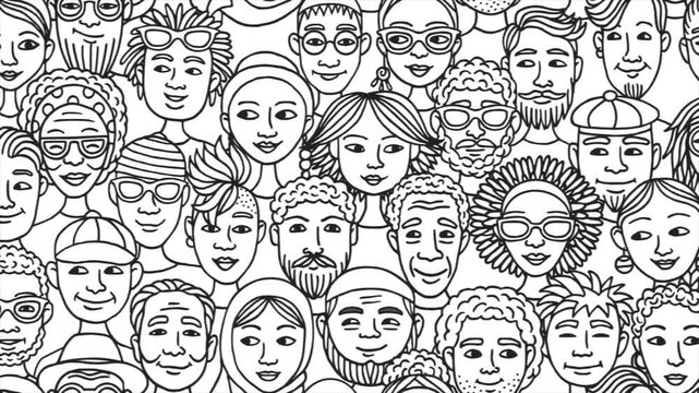 Looping Doodle Faces Animation - Minimal Black and White Line Art 