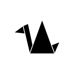 Origami Crane Filled Icon. Solid Paper Art Symbol for Gifts, Education & UI