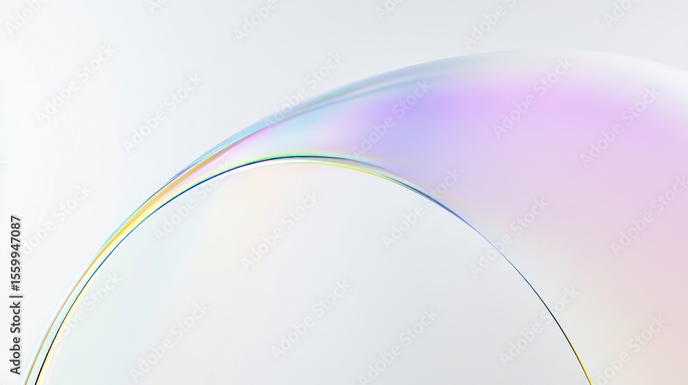 Poster abstract iridescent curved form against a light background creating a soft effect