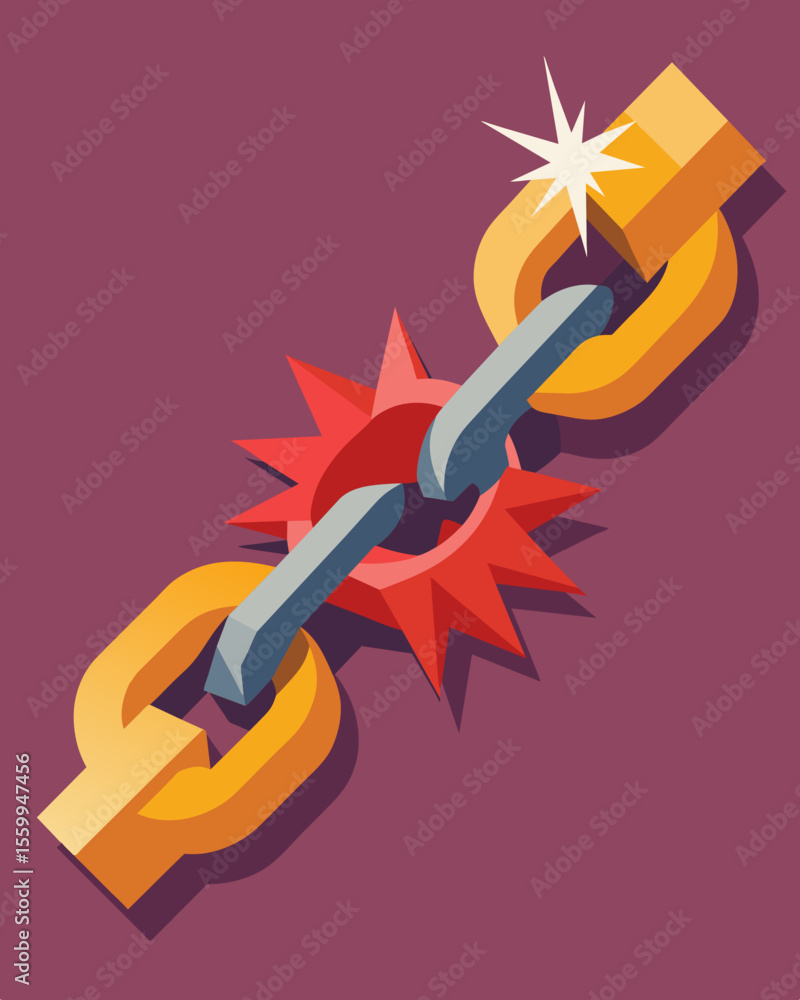Poster a broken chain with sharp edges alluding to the potential harm and destructive nature of broken thou