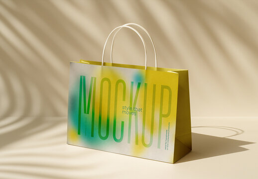 Paper Bag Mockup &ndash; Bright Daylight Scene with Eco Shopping Tote and Shadow Play