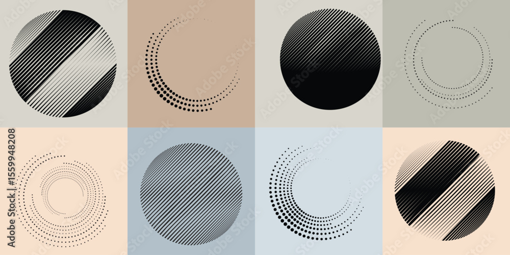 Aufkleber lines and dots in circle form .rotate rounded shape vector illustration .rotating dots form a circle