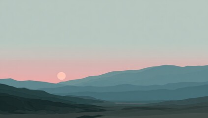 Pastel Mountains at Sunrise
