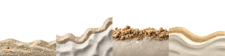 Sand Variations: Textures and Formations on White Background