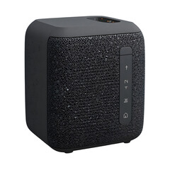 Obraz premium A black bluetooth speaker isolated on transparent background