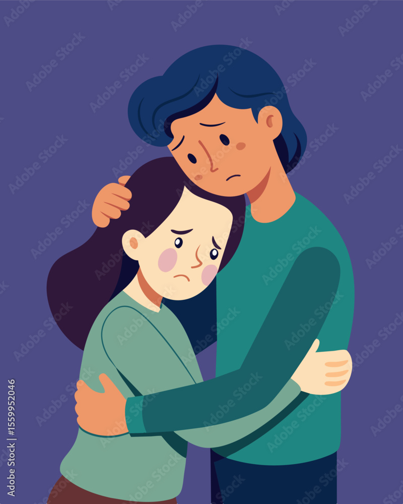 Aufkleber a person cries in the arms of a loved one but their intention is to manipulate their loved ones symp