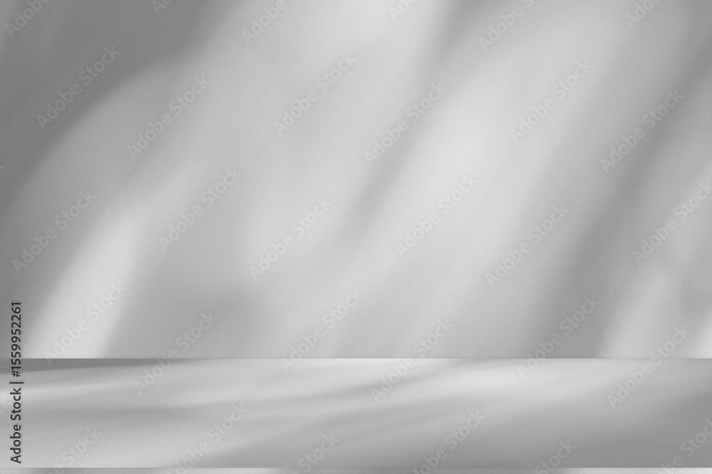 Poster Wall interior background, studio and backdrops show products.with shadow from window color white and grey. background for text insertion and presentation product	