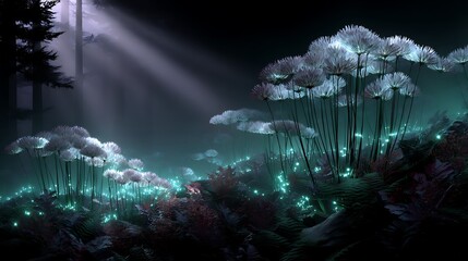 Glowing flora fantasy scape