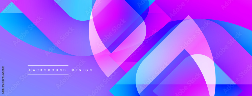 Poster Abstract vibrant background. Overlapping shapes create dynamic, colorful composition. Gradient hues blend seamlessly, offering modern aesthetic.