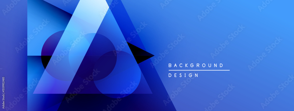 Aufkleber Abstract blue geometric shapes overlap, creating dynamic gradient effect. Modern design suitable for banners, backgrounds.