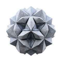 Abstract Grey Geometric Origami Sphere - 3D Render