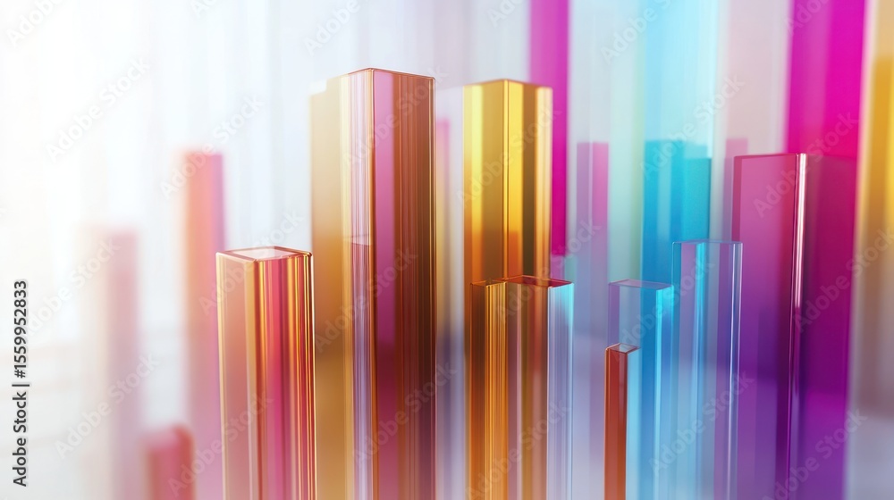Poster colorful gradient bars abstract background with depth of field effect design
