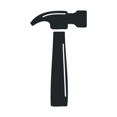 Silhouette of a hammer on white background.