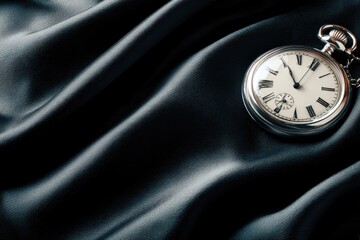 Antique pocket watch on dark fabric (1)