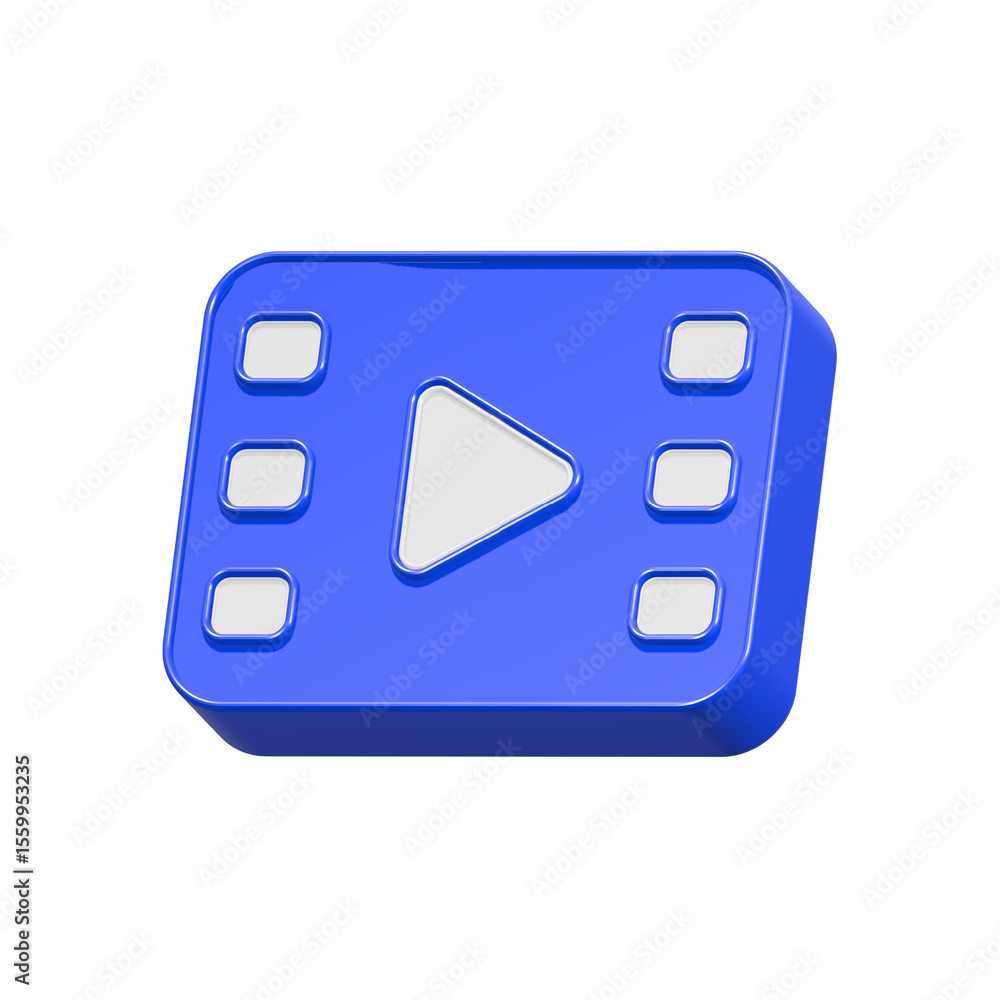 Poster play button icon player movie symbol 3d rendering