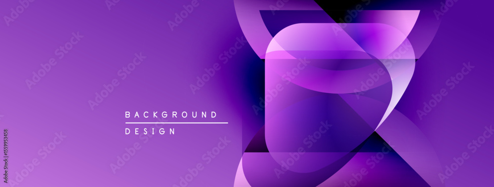Aufkleber Abstract purple design features overlapping geometric shapes. Gradient colors create dynamic visual effect. Modern background element.