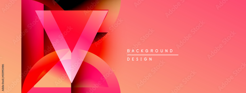 Aufkleber abstract design features vibrant red shapes, gradients, soft pink backdrop. modern, dynamic composit