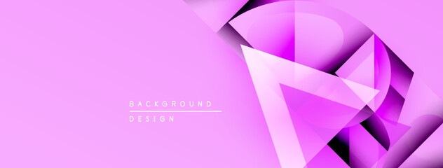 Abstract pink design features geometric shapes, gradients, overlapping layers. Modern aesthetic suitable for backgrounds, presentations.
