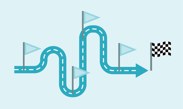 Der Weg zum Ziel - Etappen mit Zielflagge