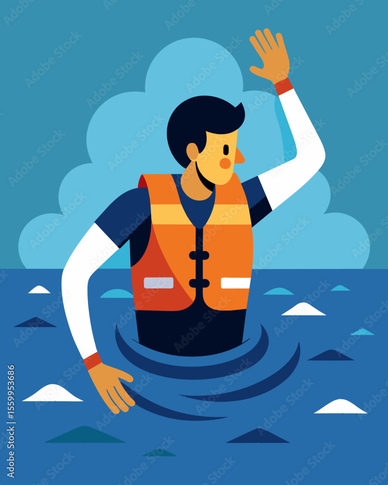 Poster a person wearing a weighted vest struggling to swim in a lake of negativity that seems to only get d