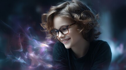 Joyful child with glowing aura