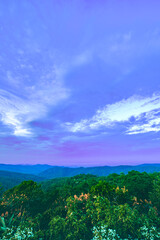 Landscape Series : Complex mountain ranges and beautiful sky of Phayao Province, Thailand. Natural scenery at Kwan Phayao Viewpoint.