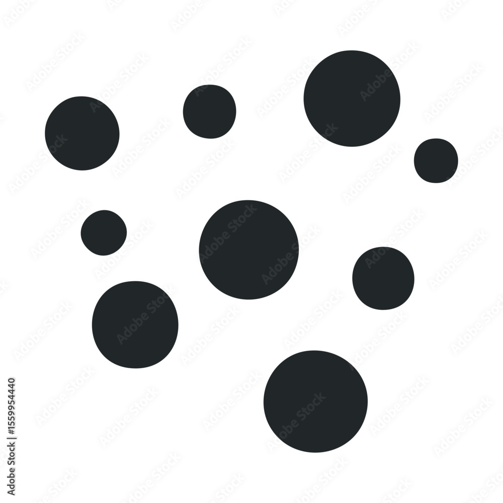 Poster black circles on white background creating abstract pattern.