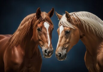 Obraz premium Beautiful horses facing other in harmony