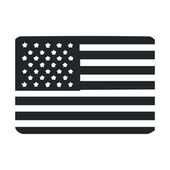 Monochrome american flag with stars and stripes design.