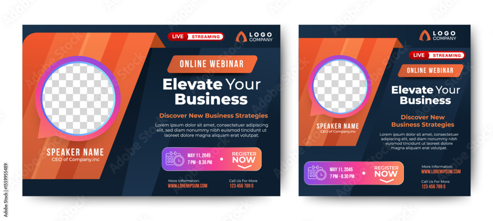 Canvas Prints editable webinar conference banner template. gradient abstract background color composition shape. s
