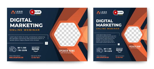 Creative business webinar page and social media post template. business education ad webinar banner design template. vector