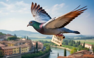 Obraz premium Pigeon in Flight with 
